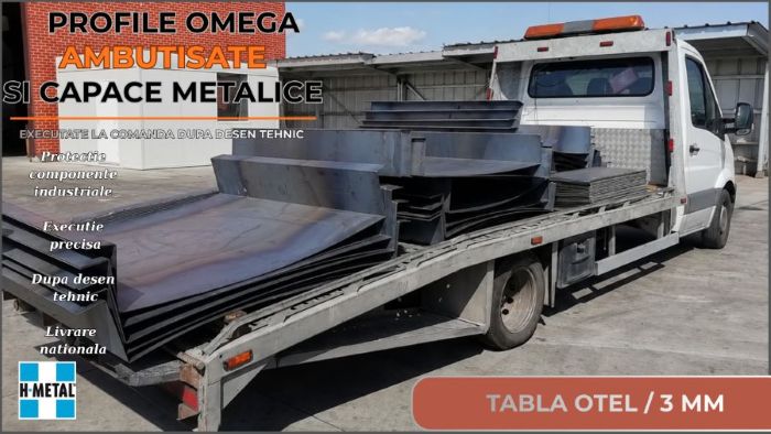 Profile Omega ambutisate si capace metalice executate la comanda dupa desen tehnic